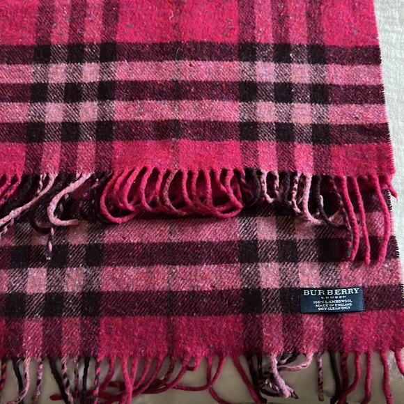 Burberry London wool scarf pink plaid - Picture 3 of 5
